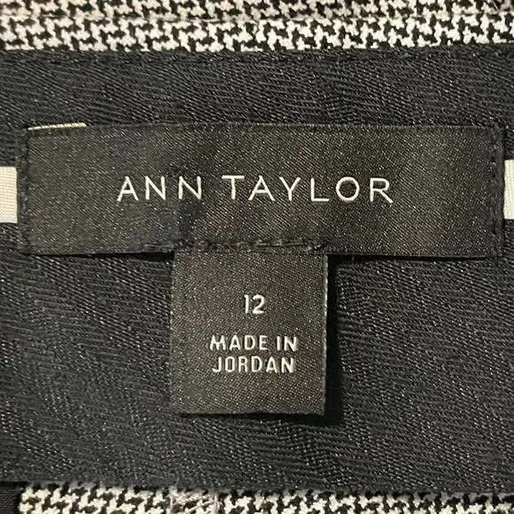 Ann Taylor Black White Herringbone Wide Leg Dress Pants 12 - Picture 4 of 6